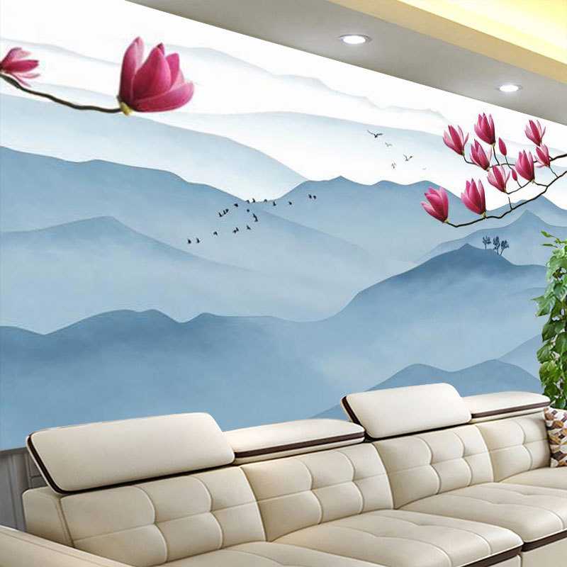 新款直销现代新中式电视背景墙壁纸抽象山水客厅墙纸书房影视墙布