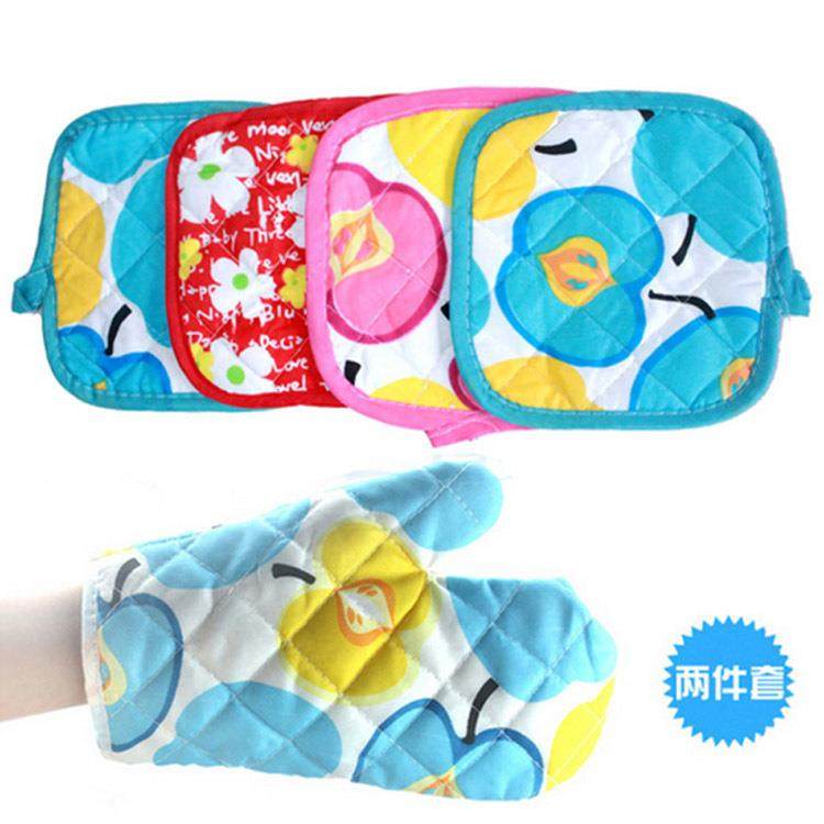 新款直销微波炉隔热手套二件 内加绒隔热垫两件套广告促销礼品