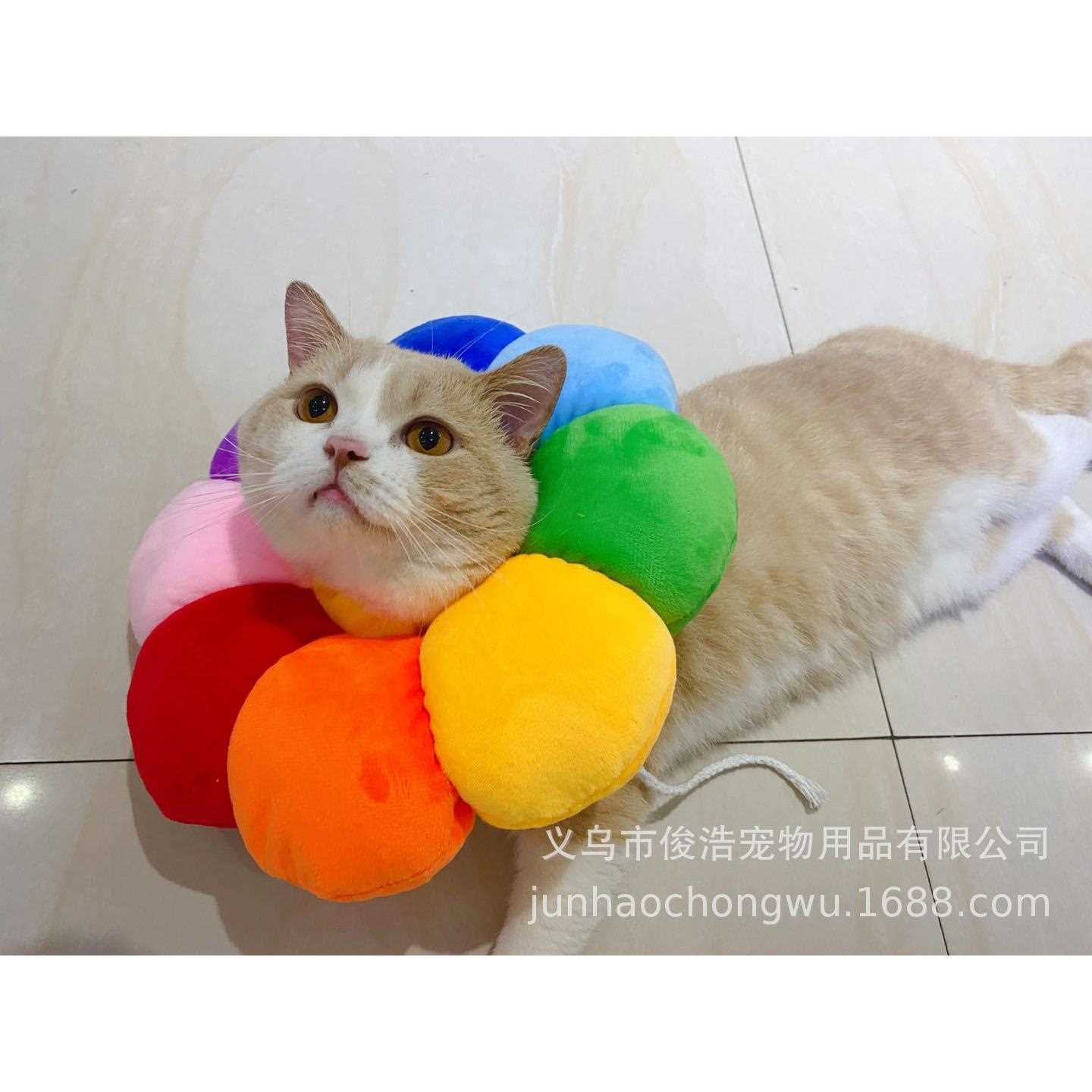 新款直销柴犬太阳花宠物绝育防舔头套 猫狗通用头饰伊丽莎白圈可