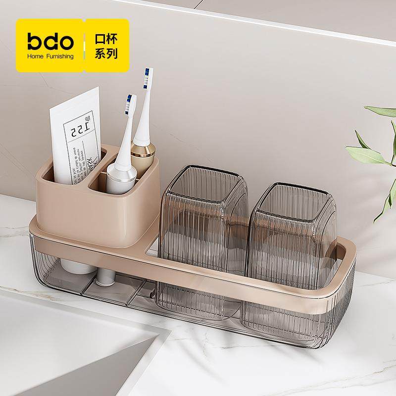 新款直销透明牙刷置物架免打孔漱口杯刷牙杯卫生间台面架子电动家