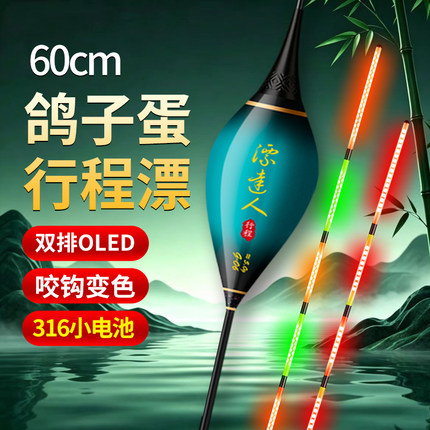 鸽子蛋316硬尾夜光漂LED咬钩变色日夜两用黑坑抗流水海水蓝电子漂