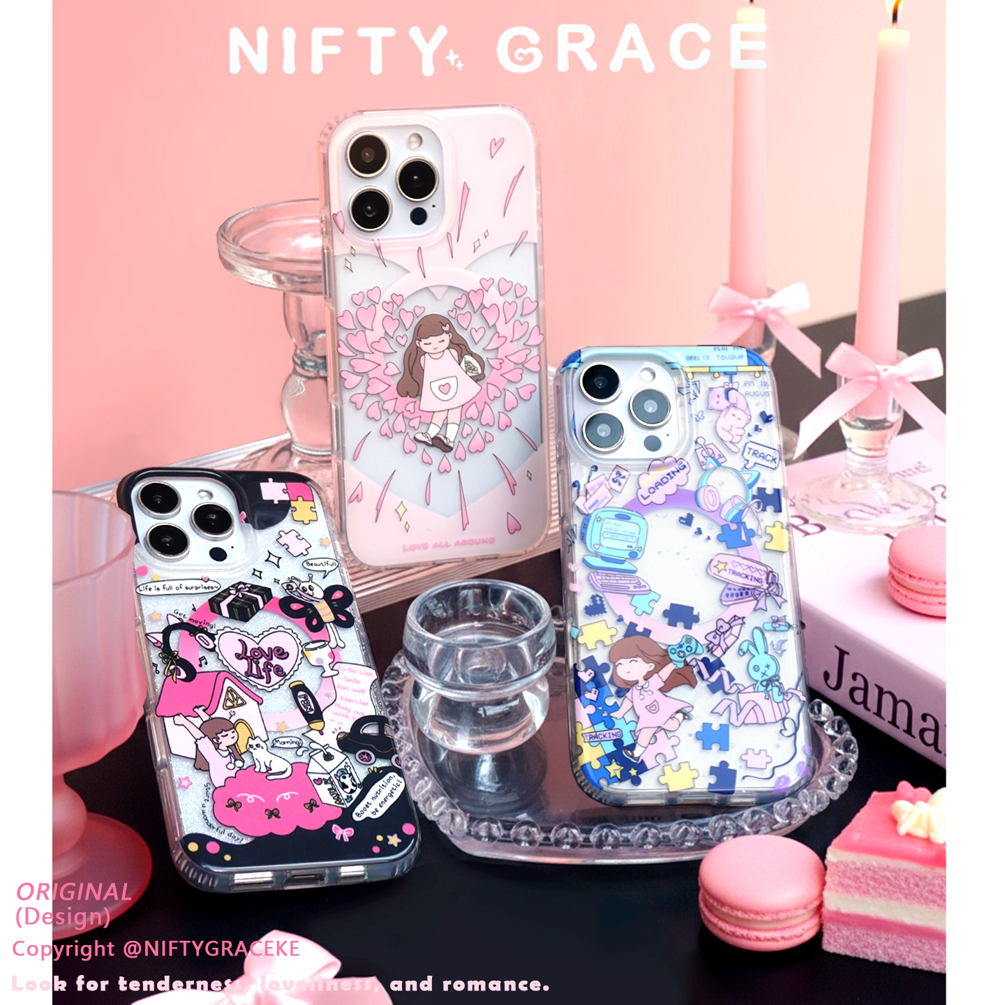 爱满满磁吸原创IMD双层透明磨砂苹果17promax新款手机壳适用iPhone16promax高级感15pro全包防摔情侣保护套壳