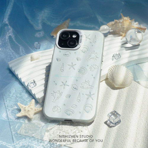 海洋笔记原创设计彩银iPhone17promax苹果15新款16pro手机壳适用13防摔硅胶14情侣保护套外壳高级感小众韩系