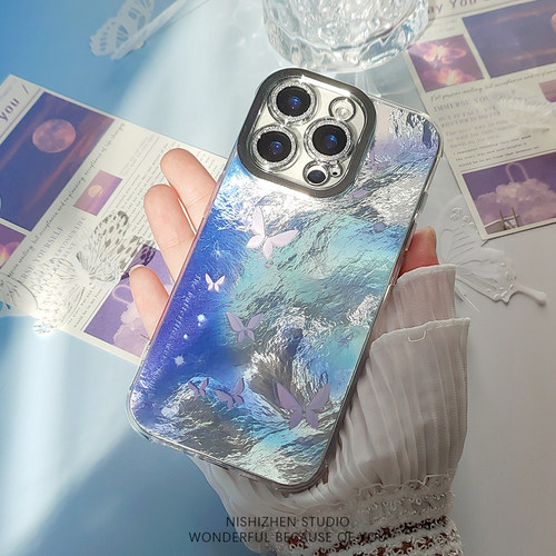 蝴蝶湖冰川纹原创苹果手机壳