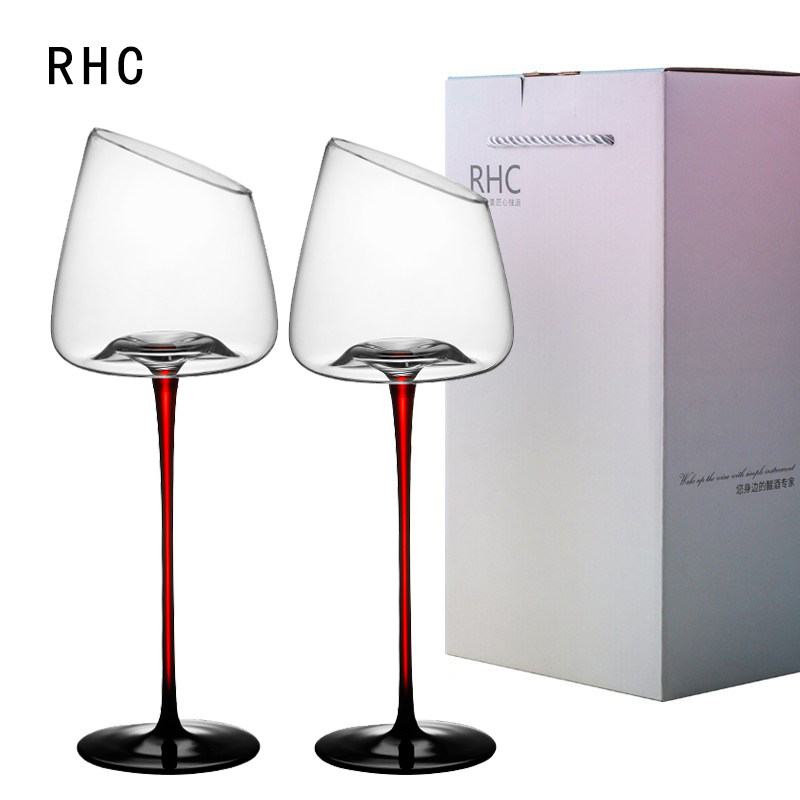 45度斜口高档黑k领结勃艮第红酒杯大肚轻奢水晶玻璃轻奢高颜值细,餐饮具,葡萄酒/红酒杯,淘宝优惠券,粉丝福利购,淘宝优惠卷