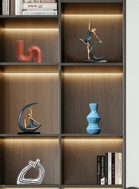 新中式轻奢高f档装饰品摆件书柜客厅办公室办公桌展示柜软装工艺