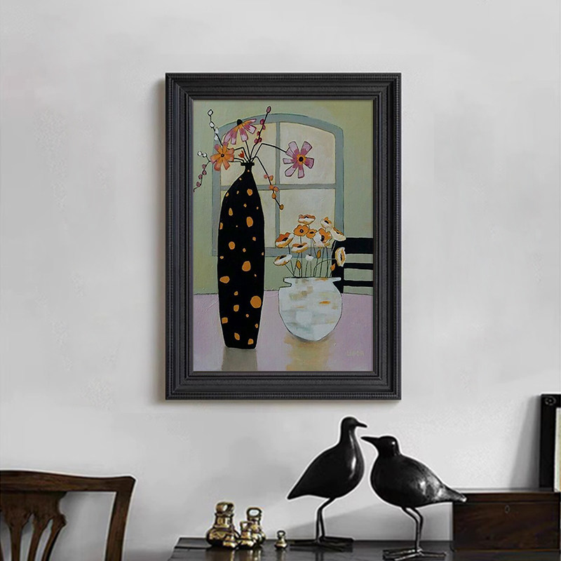 手绘油画法式中古抽象静s物花瓶客厅餐厅装饰挂画入户玄关桌面摆,家居饰品,现代装饰画,淘宝优惠券,粉丝福利购,淘宝优惠卷