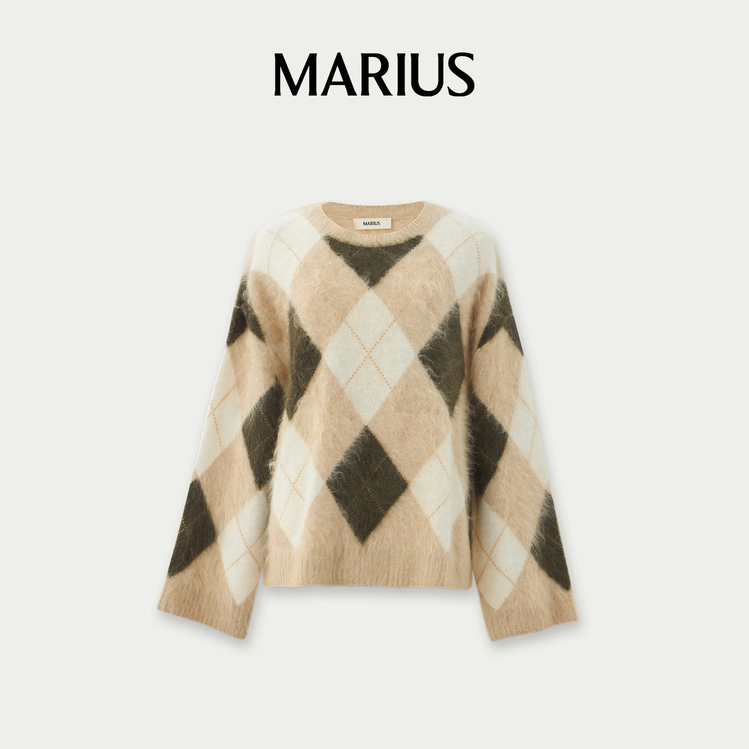 MARIUS"雪花菱"康赛妮羊绒拉毛经典MIU风撞色菱形格针织套衫,女装/女士精品,毛针织衫,淘宝优惠券,粉丝福利购,淘宝优惠卷