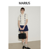 MARIUS 针织衫 Emate通勤系列 春夏小菱花MIU风柔软亲肤羊毛短袖