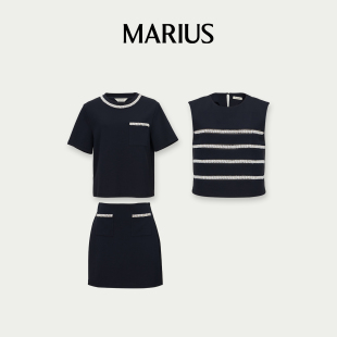 MARIUS航海休闲风无袖背心/短袖T恤/拼接短裙