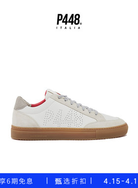 P448 SOHO 男款绒面革和灰色压花皮革细节休闲鞋