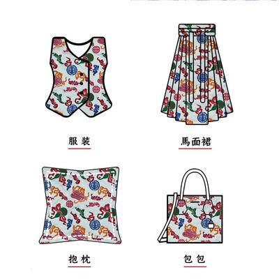 国风古XB5264-3典七彩八宝葫雪尼尔提花面料秋旗袍冬棉马甲芦袄服