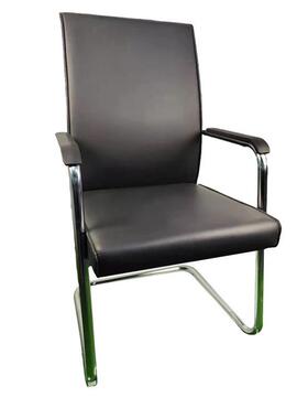 现货电脑椅人体工学闲LY-A06休办公家用黑色皮椅质议洽谈弓形椅会