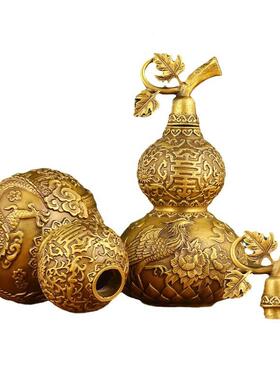 厂家龙铜凤芦上开芦口葫开盖葫带叶家167居摆件