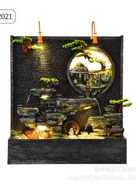 水幕客墙屏风假流水件喷泉摆庭院厅玄关山办公室落XPL地水景鱼池