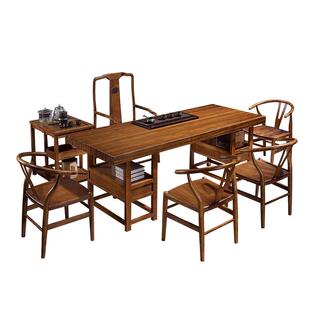 实木大板台茶西胡NSI桃木大板桌椅组合意办公巴室功夫禅茶台