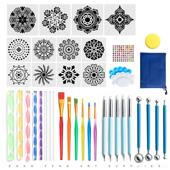 曼陀罗工具粘40件套硅装 绘画LNZ模板土泥塑缀点棒丸棒胶点钻笔