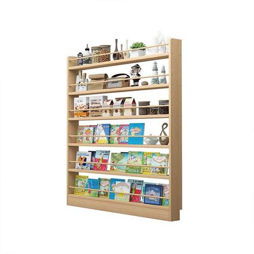 门后书架超薄置物架儿童壁挂多层墙上一体靠墙缝隙窄柜实木收纳柜