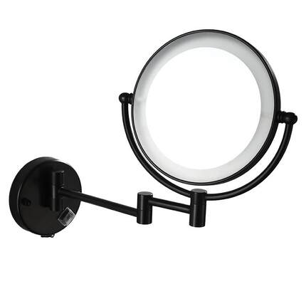 浴室镜子led带灯化妆镜壁挂式折叠伸缩镜卫生间免打孔双面梳妆镜