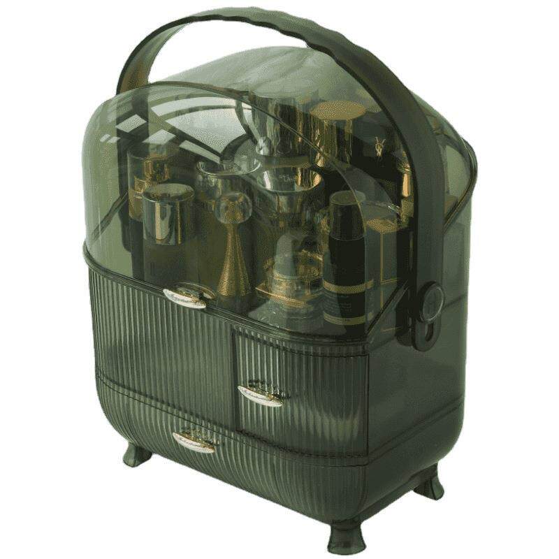 轻奢简约化妆品收纳盒便携带提手口红盒大容量护肤品梳妆台置物架