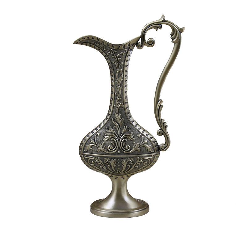 锌金式欧合复古提手花瓶创意经1043典花器家居办公室装摆饰件