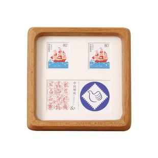 邮票展示实木榫卯相框摆台生日礼物伴手送男女朋友装 裱画框