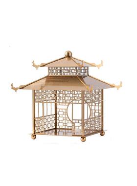 新中式镂空金属宫殿宝塔摆件售楼处酒店客厅展示柜高级感装饰品
