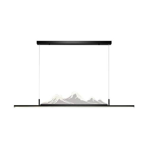 新中式LED餐厅灯创意简约大气长方形书房吧台灯禅意茶室茶桌吊灯