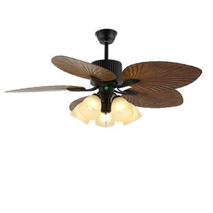 复古吸顶风扇灯客厅卧室餐厅吊扇灯中古风五叶家用电扇灯中山灯具