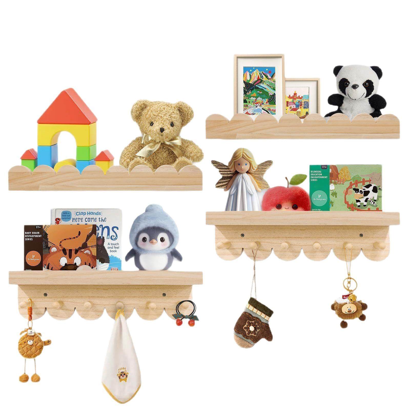 北欧风儿童木质挂墙置物架儿童房绘本杂志收纳置物架壁挂儿童书架