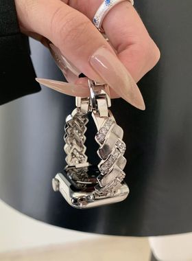 新款Applewatch11麦穗闪钻手镯s10苹果手表带iwatch98765se金属女