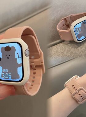 适用于S7applewatch表带硅胶压印流线华强北新款654se女款保护壳