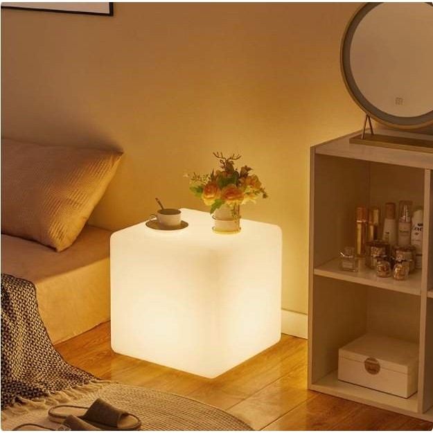 奶油风落地灯卧室床头柜一体台灯客厅沙发旁边茶几装饰立方体氛围,3C数码配件,USB灯,淘宝优惠券,粉丝福利购,淘宝优惠卷