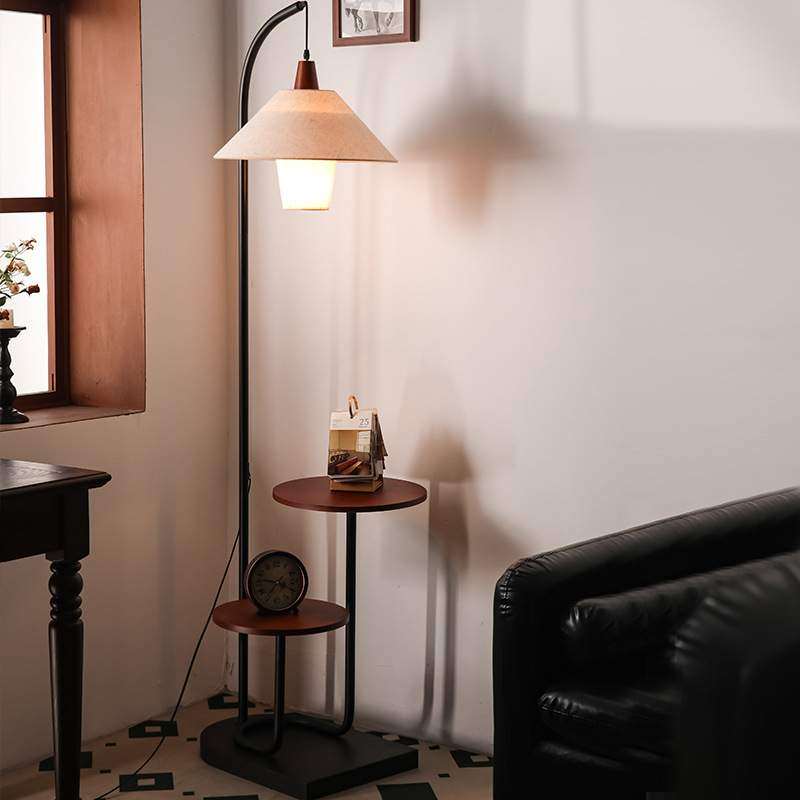 中古风落地灯客厅沙发边几置物复古卧室双层床头柜台灯一体氛围灯,3C数码配件,USB灯,淘宝优惠券,粉丝福利购,淘宝优惠卷