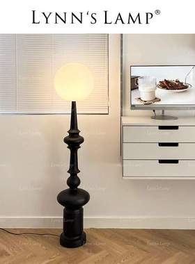 Lynn's立意 中古风黑色客厅落地灯 罗马氛围艺术复古卧室设计师灯