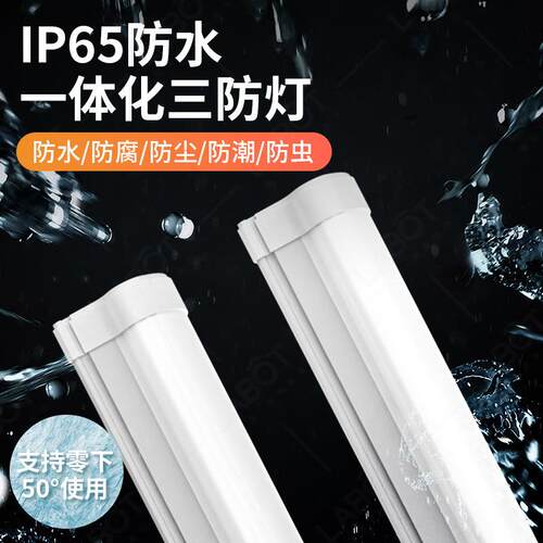 IP65户外防水防潮车间厂房冷库浴室吸顶照明灯管LED三防灯长条灯