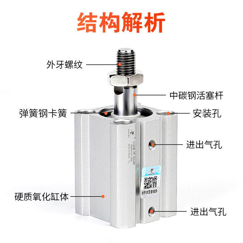 星辰气动薄型气缸ACQS/CDQ2B-12/20/32*16*40-10X25*35X50X75外牙