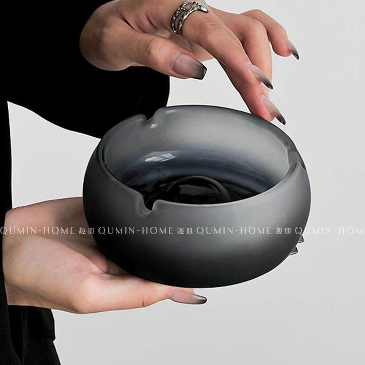 趣皿防飞灰家用客厅玻璃大烟灰缸大气上档次感创意办公室