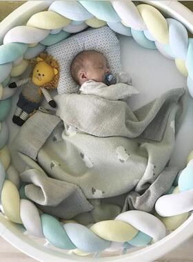 ins编织长条打结球四股麻花辫床围抱枕kont球儿童防撞条