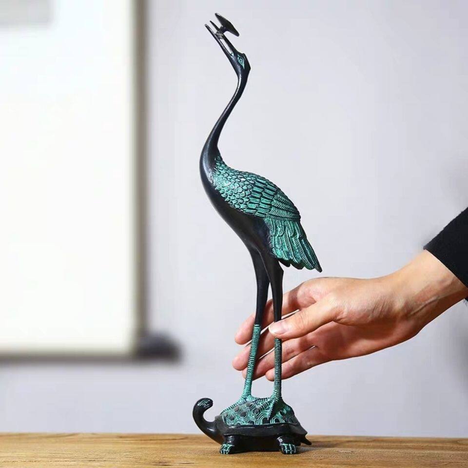 仿古摆件青铜器灵芝鹤龟