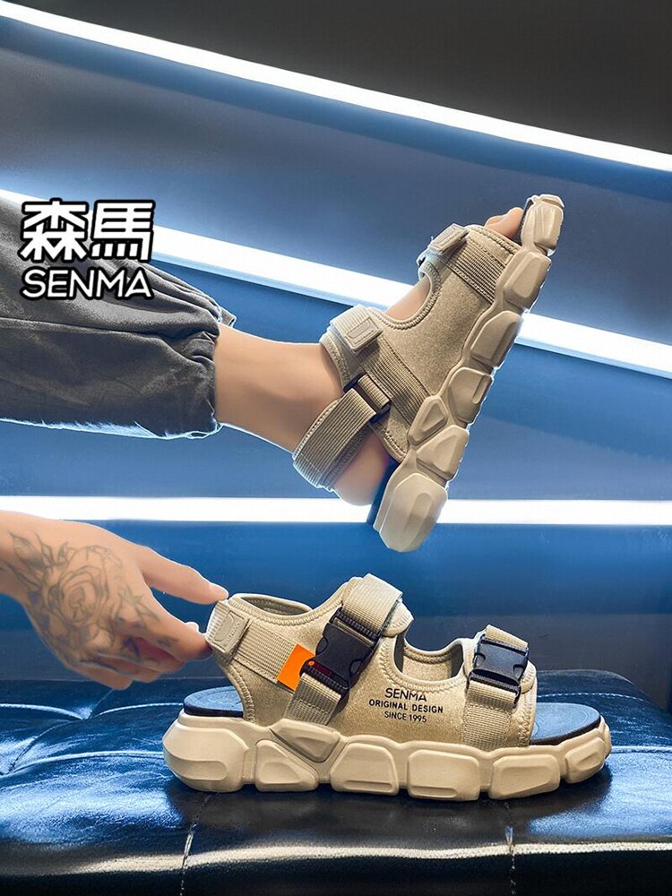 세미르 샌들 남성 여름 아우터 미끄럼 방지 냄새 방지 드라이버 드라이빙 샌들 아웃도어 스포츠 두꺼운 밑창 비치 슬리퍼