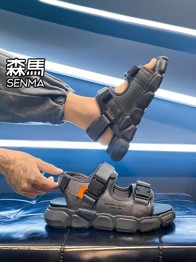 세미르 샌들 남성 여름 아우터 미끄럼 방지 냄새 방지 드라이버 드라이빙 샌들 아웃도어 스포츠 두꺼운 밑창 비치 슬리퍼