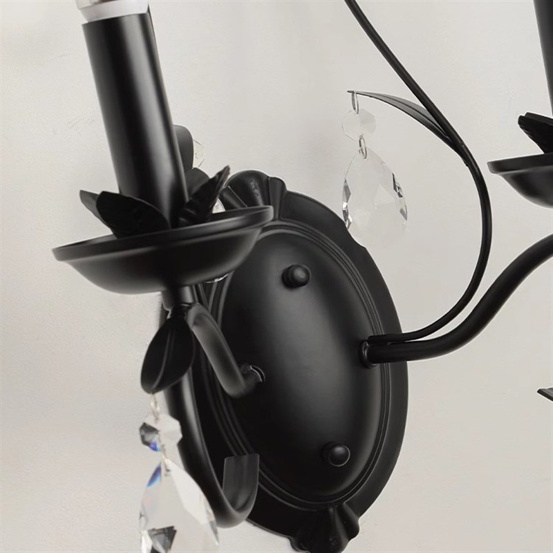 法式复古黑色壁灯中古风高档水晶卧室床头灯酒店装饰背景墙卧室灯