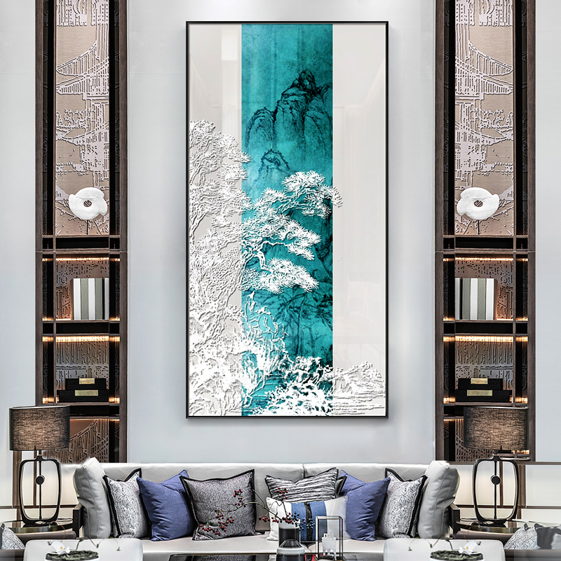 浮雕立体a迎客松实物画酒店餐厅装饰画客厅饭店背景墙玄关挂画中