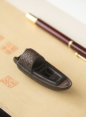 古建筑陶瓷复古小亭子小船小w桥盆景微景观水陆鱼缸造景沙盘小摆