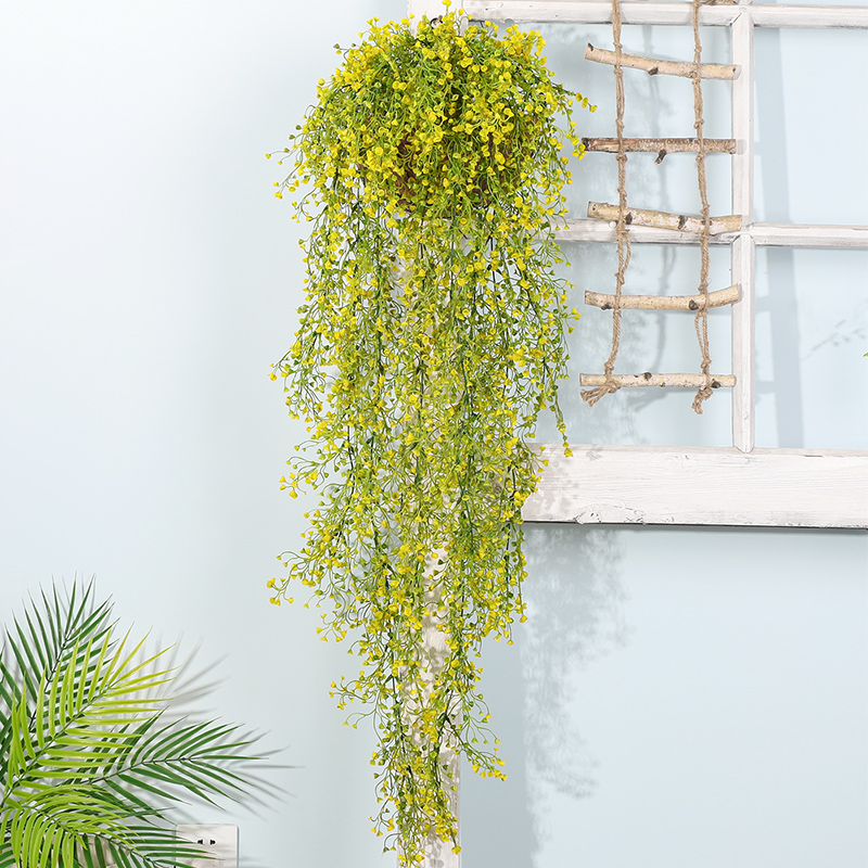 金钟柳客厅墙面装饰室内绿植壁挂花假花藤条垂吊植物吊兰之满