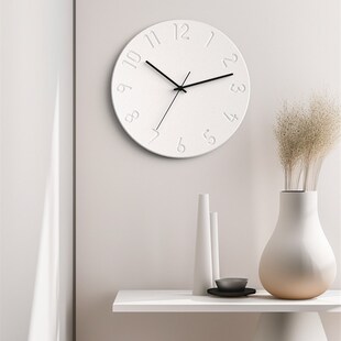 时集水泥数字挂钟现代简约时钟免打孔静音家用客厅墙饰网红基础款