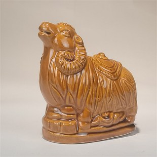 陶瓷十二生肖黄色虎牛兔羊狗鸡龙马猪摆件陶土烧制唐三彩中式动物