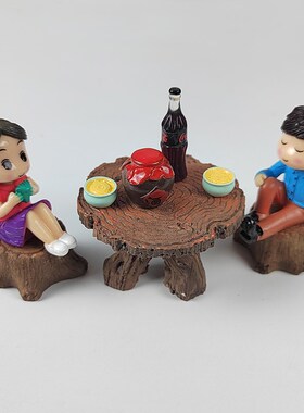 庭院摆件假山盆景微景观装饰树脂仿木桩桌子凳子艺术装饰盆栽配件