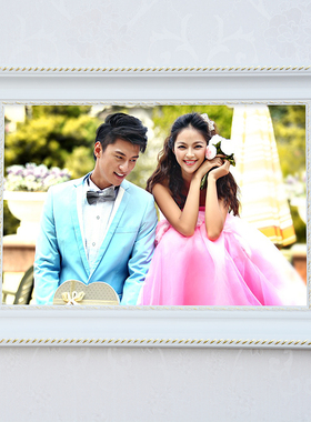 欧式白色实木相框16寸24寸30寸32寸36寸婚纱相框挂墙影楼写真金色